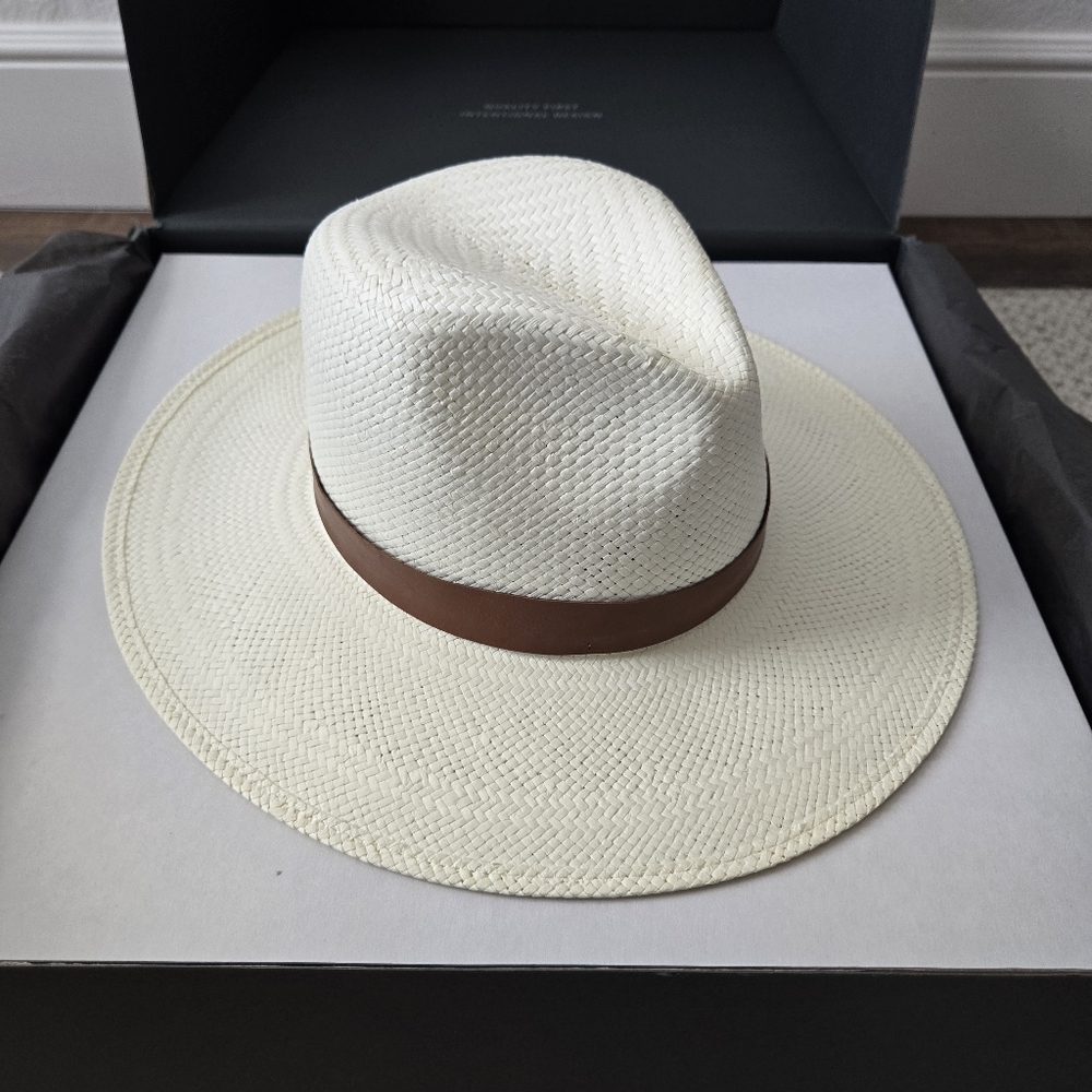 Janessa Leone Michon Packable Straw Fedora, L, NIB